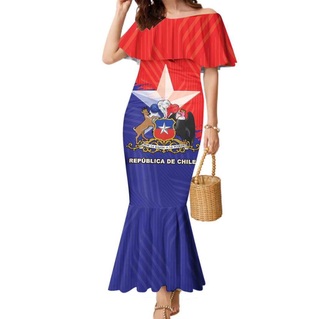 Chile Coat Of Arms Family Matching Mermaid Dress and Hawaiian Shirt With Flag Style - Wonder Print Shop