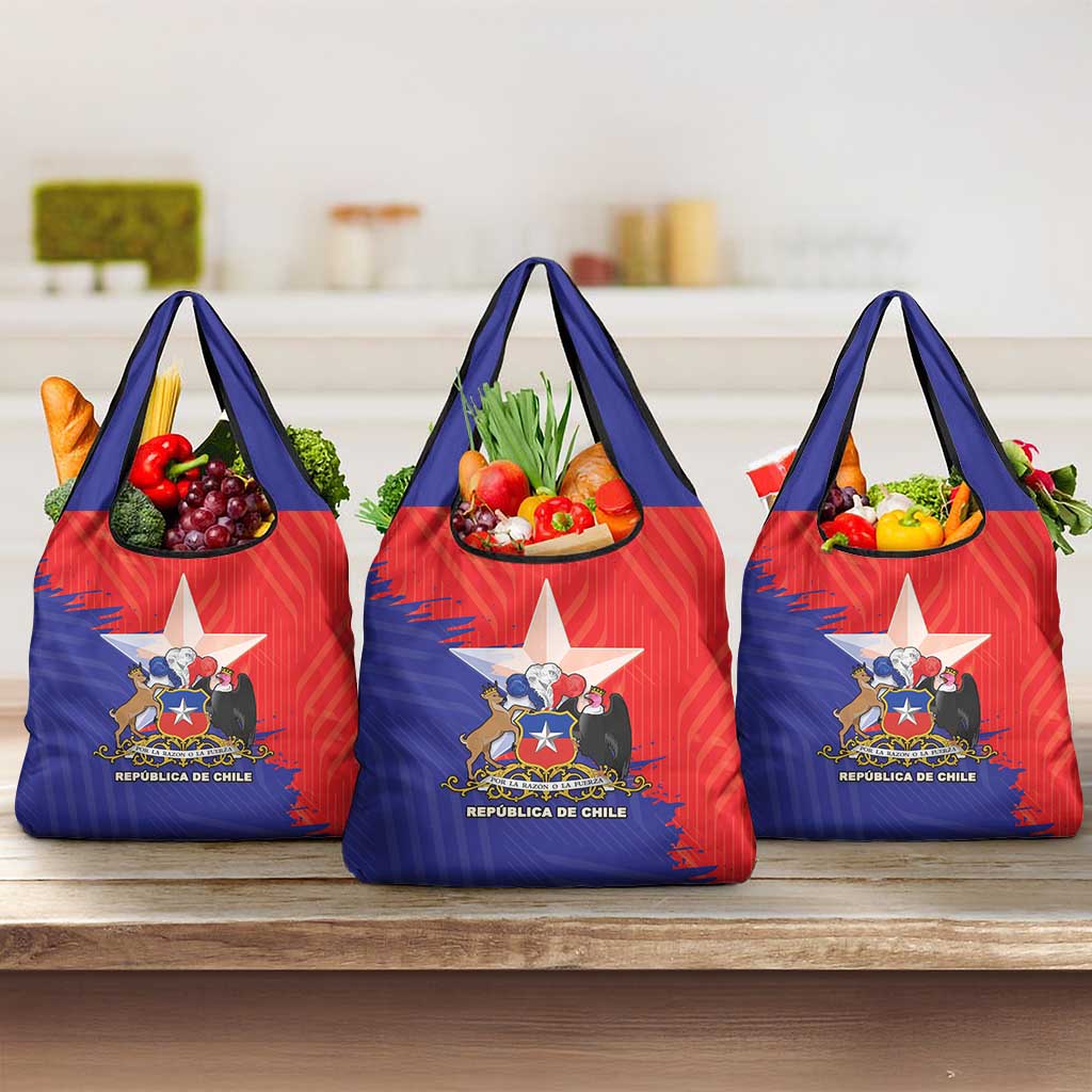Chile Coat Of Arms Grocery Bag With Flag Style