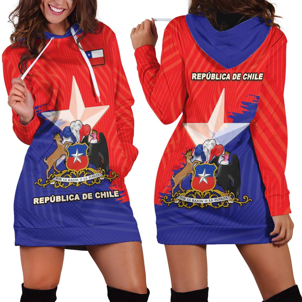 Chile Coat Of Arms Hoodie Dress With Flag Style - Wonder Print Shop