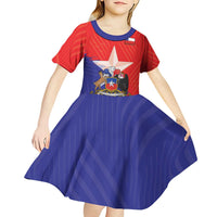 Chile Coat Of Arms Kid Short Sleeve Dress With Flag Style - Wonder Print Shop