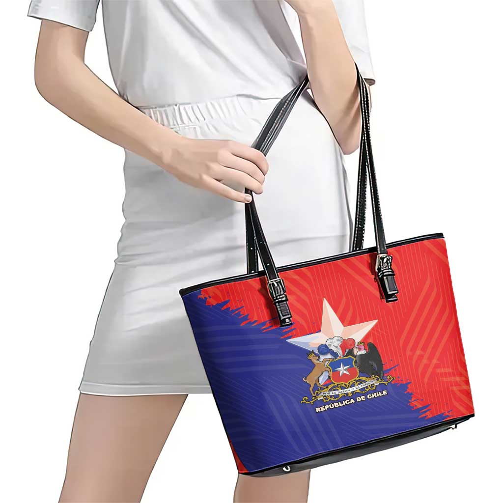 Chile Coat Of Arms Leather Tote Bag With Flag Style - Wonder Print Shop