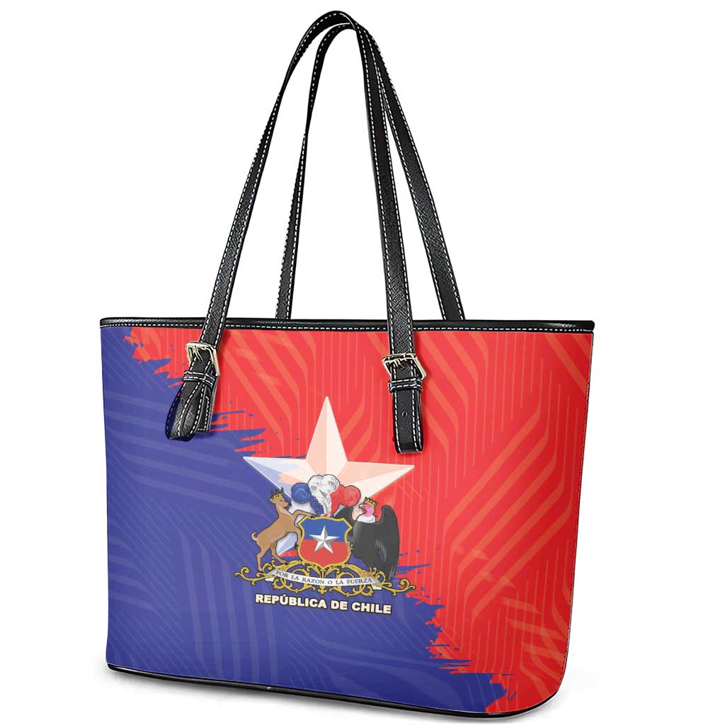 Chile Coat Of Arms Leather Tote Bag With Flag Style - Wonder Print Shop