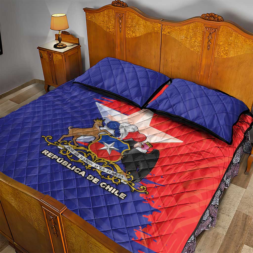 Chile Coat Of Arms Quilt Bed Set With Flag Style - Wonder Print Shop