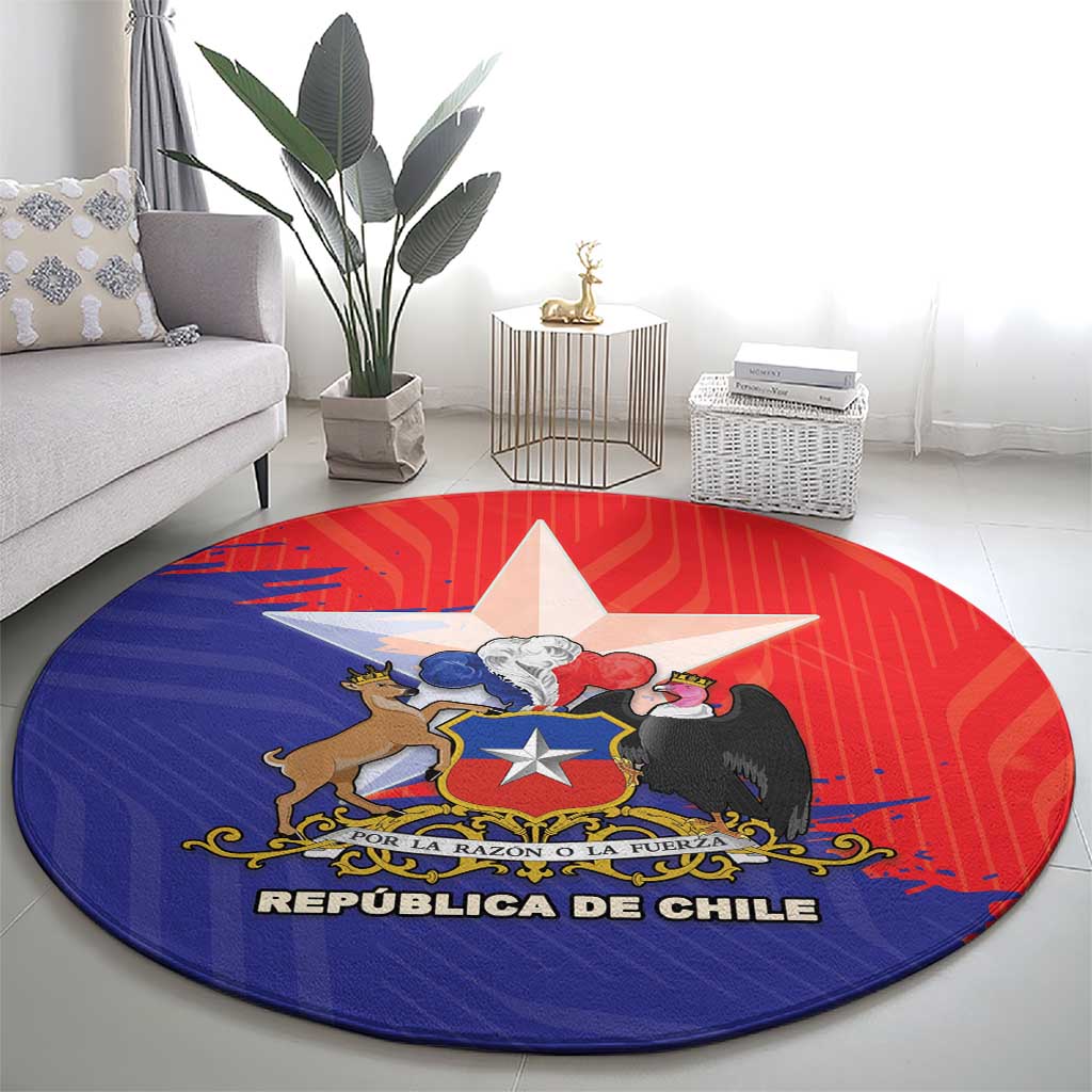 Chile Coat Of Arms Round Carpet With Flag Style