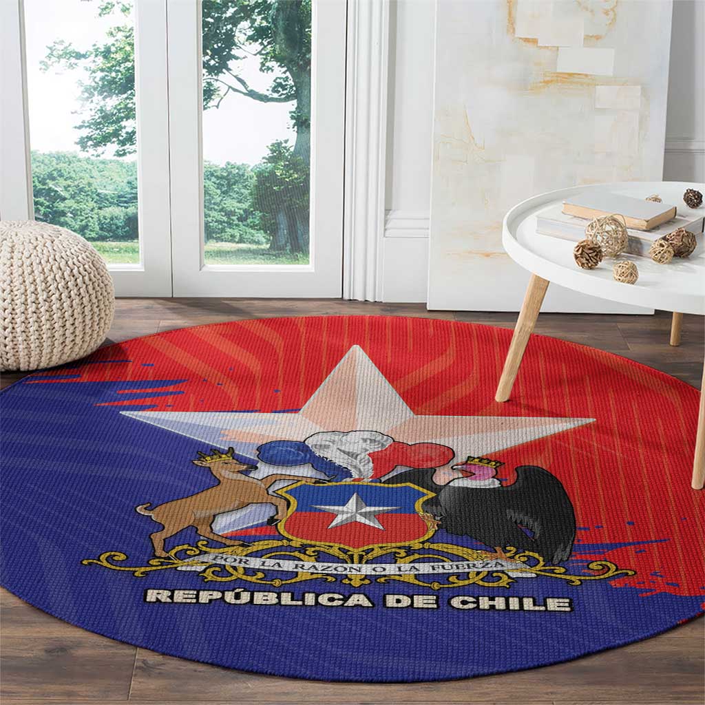 Chile Coat Of Arms Round Carpet With Flag Style