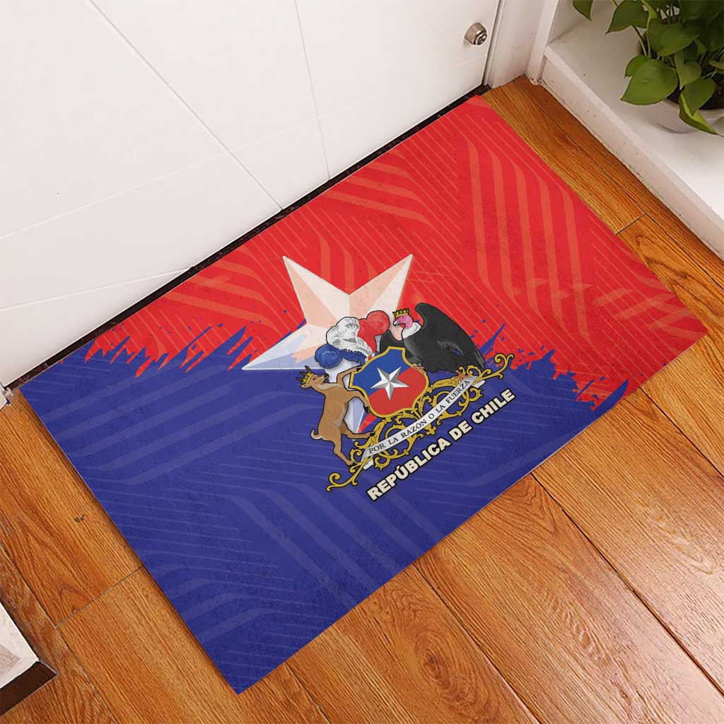 Chile Coat Of Arms Rubber Doormat With Flag Style - Wonder Print Shop