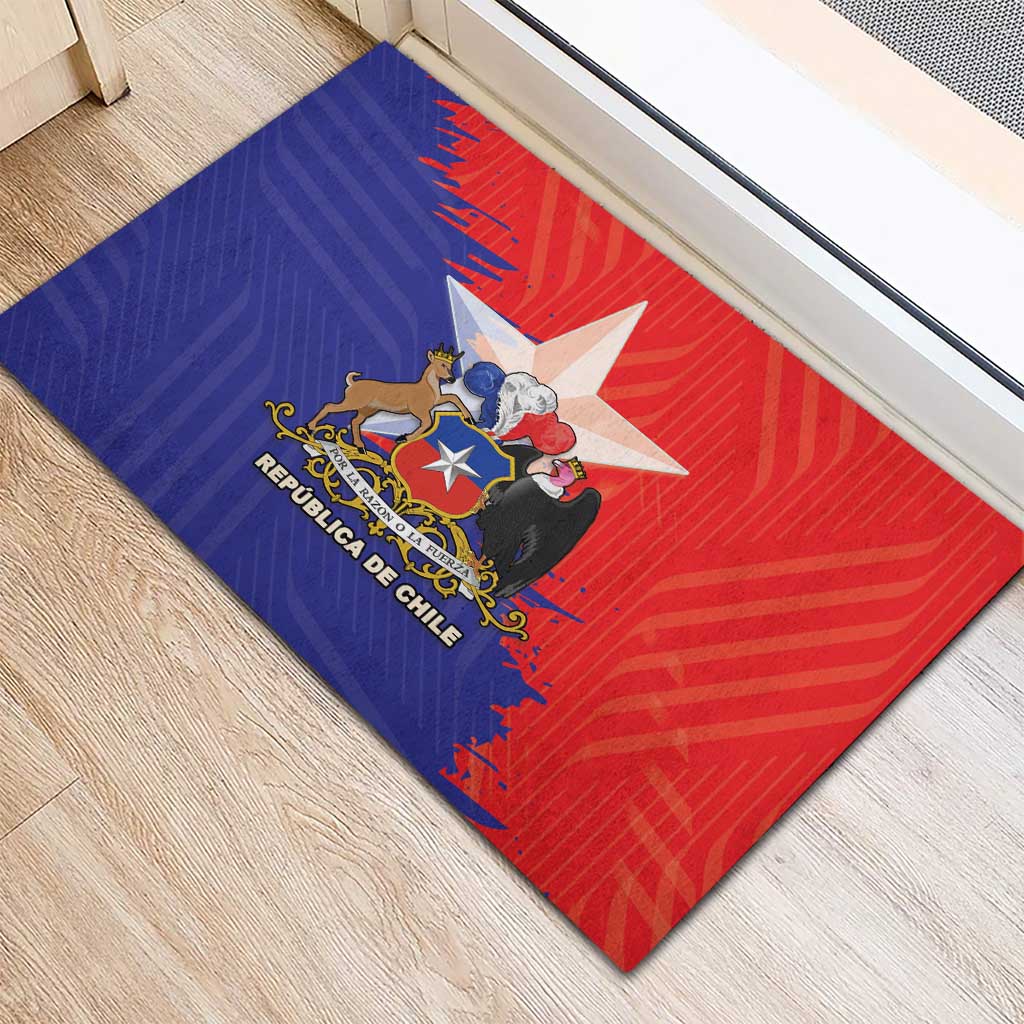 Chile Coat Of Arms Rubber Doormat With Flag Style - Wonder Print Shop