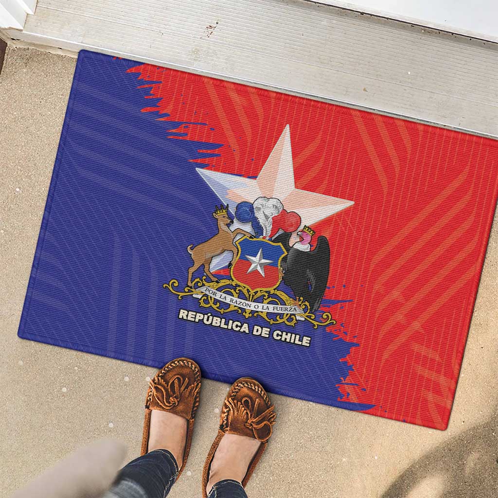 Chile Coat Of Arms Rubber Doormat With Flag Style - Wonder Print Shop