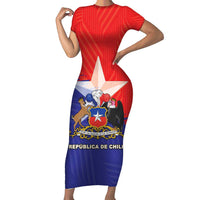 Chile Coat Of Arms Short Sleeve Bodycon Dress With Flag Style - Wonder Print Shop