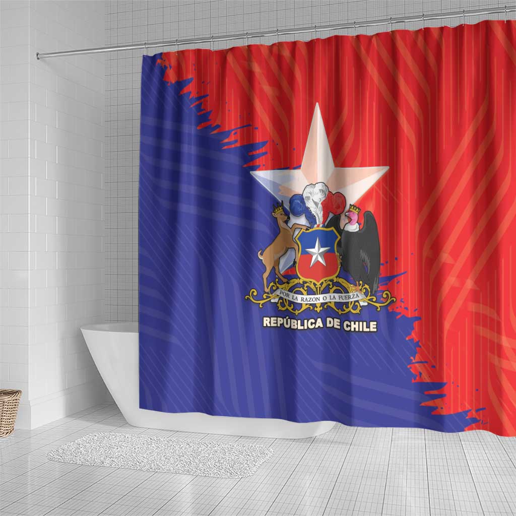 Chile Coat Of Arms Shower Curtain With Flag Style