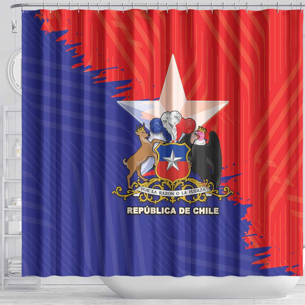 Chile Coat Of Arms Shower Curtain With Flag Style