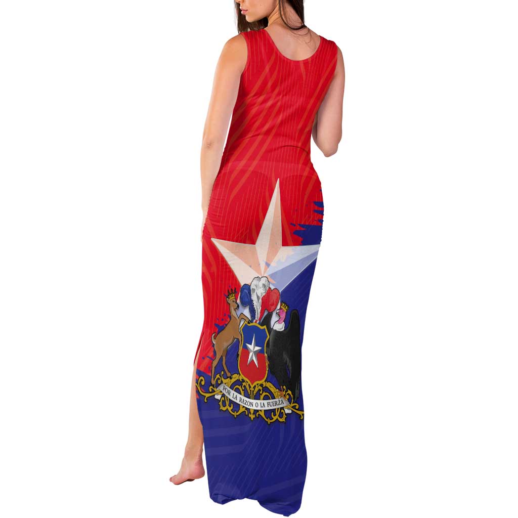Chile Coat Of Arms Tank Maxi Dress With Flag Style - Wonder Print Shop