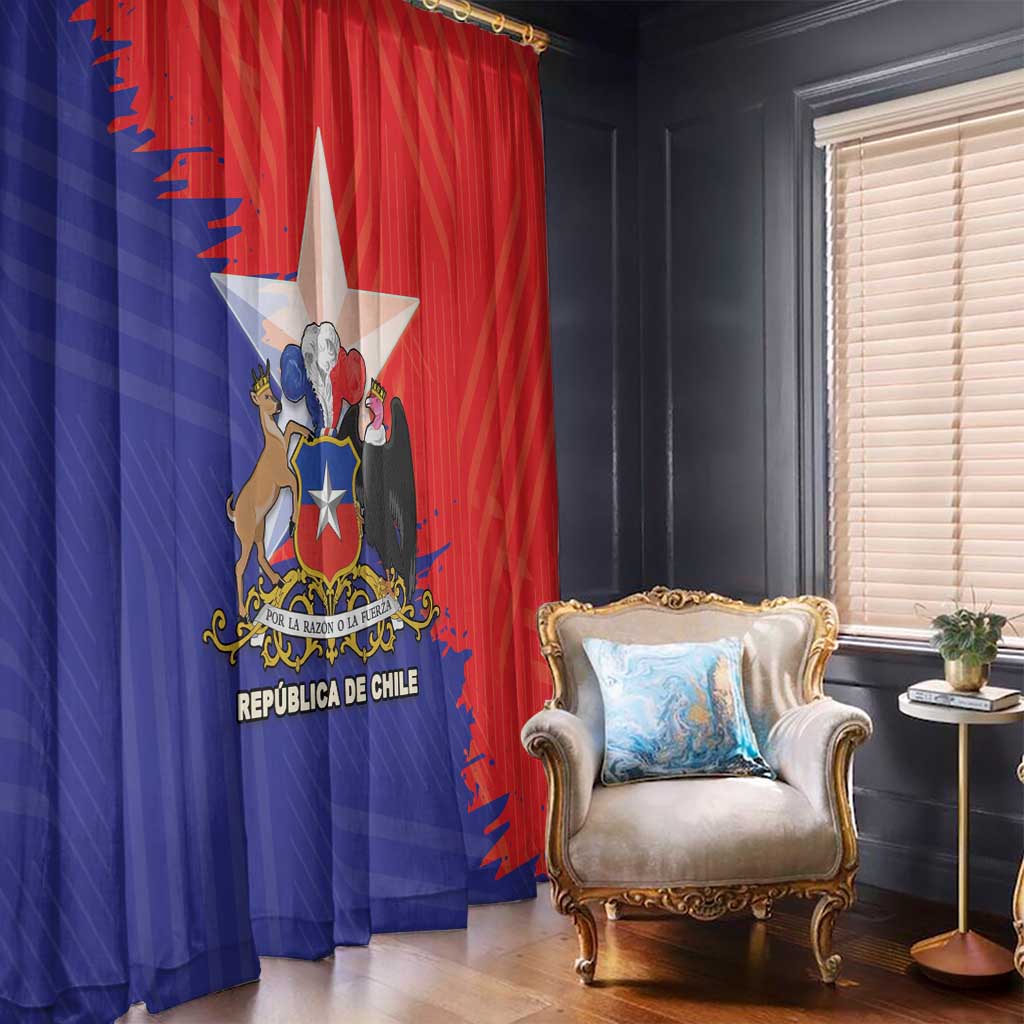 Chile Coat Of Arms Window Curtain With Flag Style - Wonder Print Shop