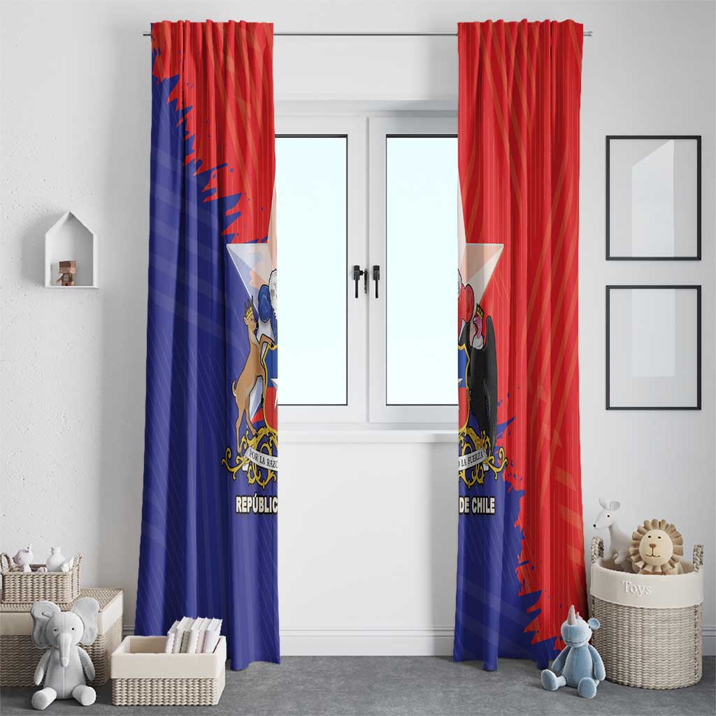 Chile Coat Of Arms Window Curtain With Flag Style - Wonder Print Shop