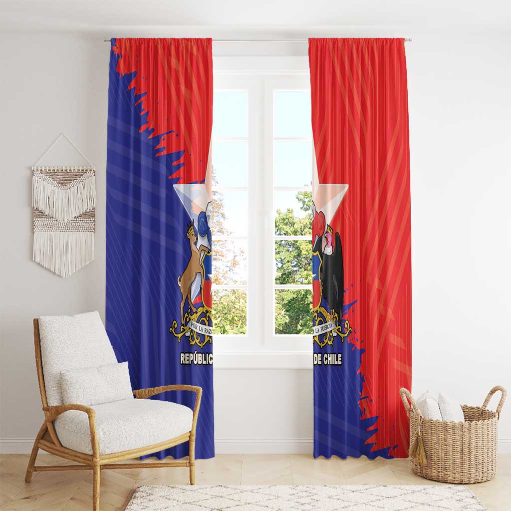 Chile Coat Of Arms Window Curtain With Flag Style - Wonder Print Shop