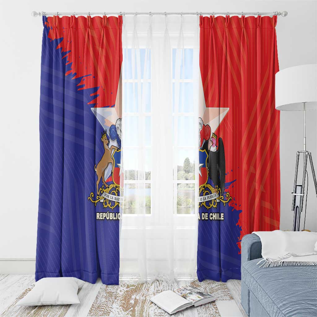 Chile Coat Of Arms Window Curtain With Flag Style - Wonder Print Shop
