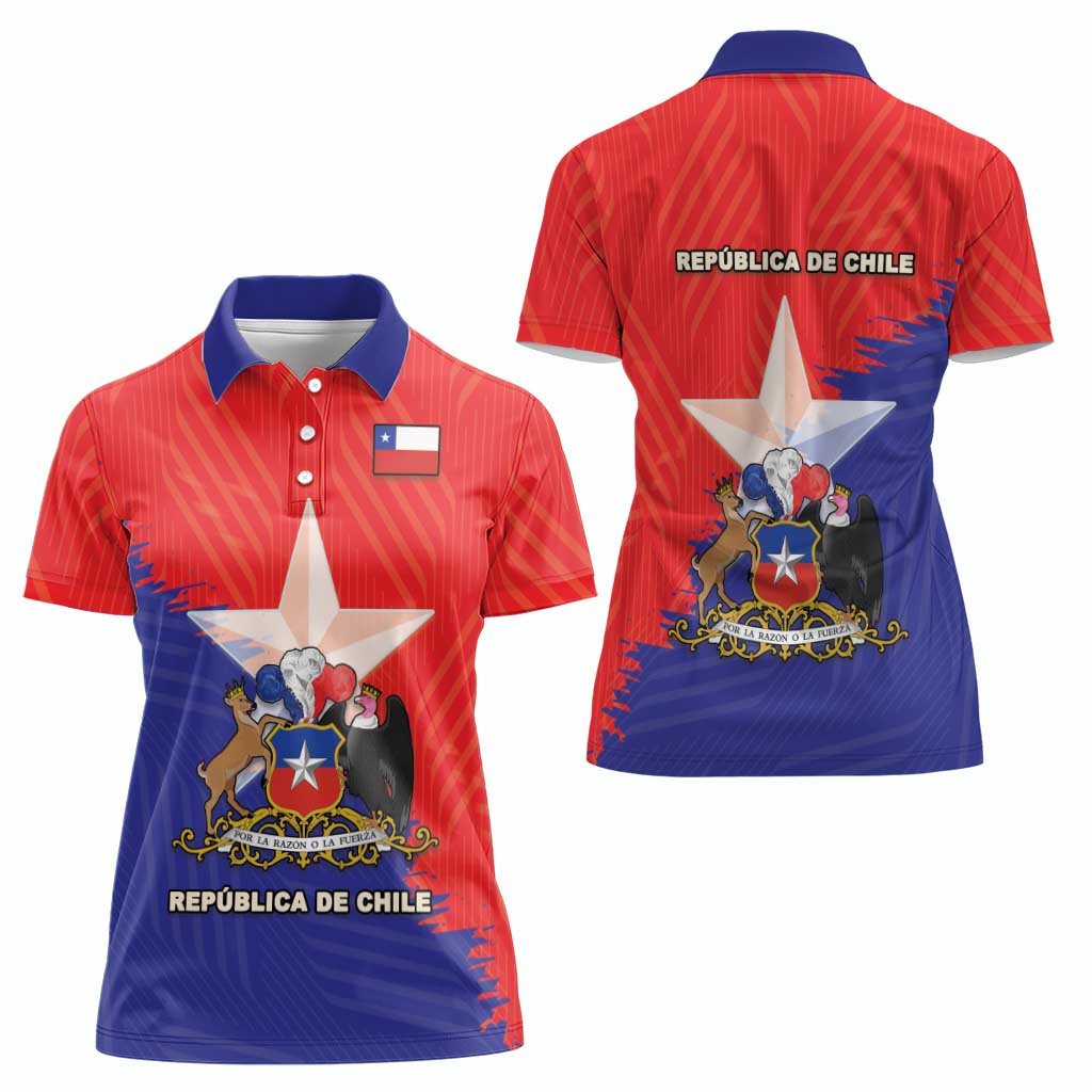 Chile Coat Of Arms Women Polo Shirt With Flag Style - Wonder Print Shop