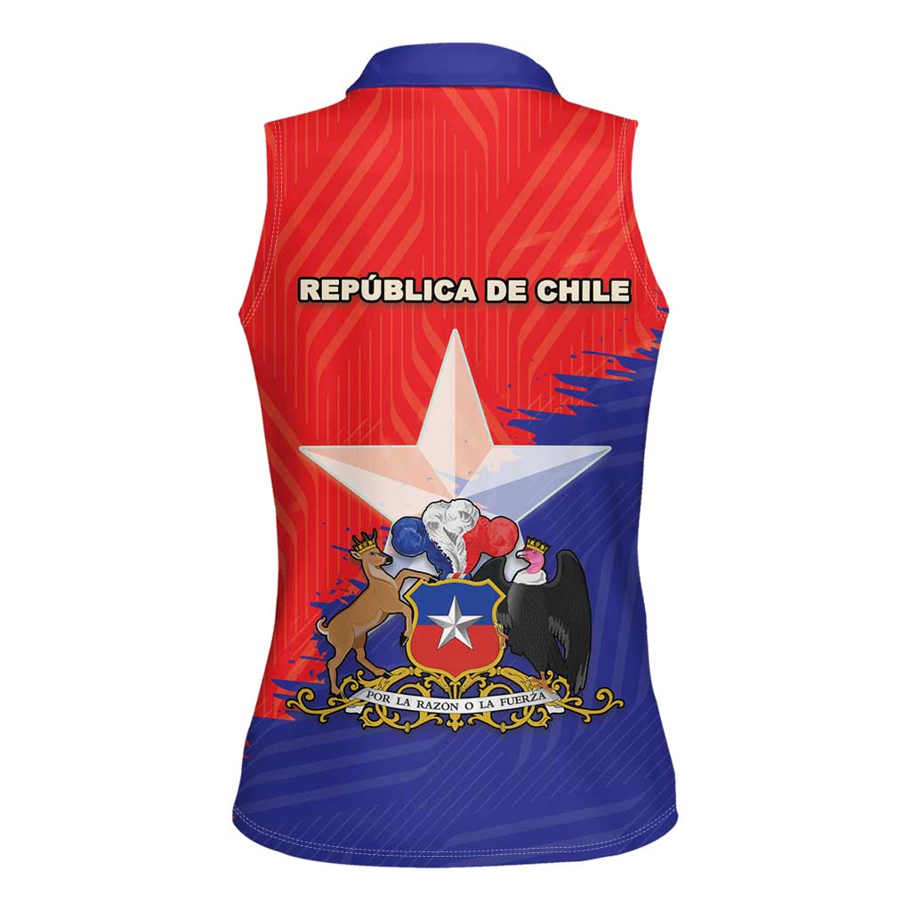 Chile Coat Of Arms Women Sleeveless Polo Shirt With Flag Style - Wonder Print Shop
