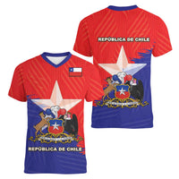 Chile Coat Of Arms Women V-Neck T-Shirt With Flag Style - Wonder Print Shop
