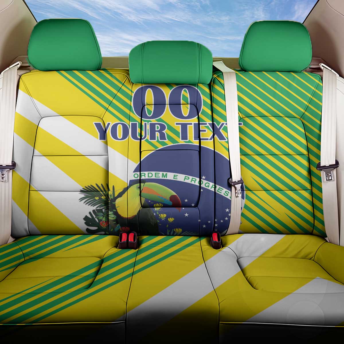 Custom Brazil Independence Day Back Car Seat Cover Toco Toucan Ordem e Progresso - Wonder Print Shop