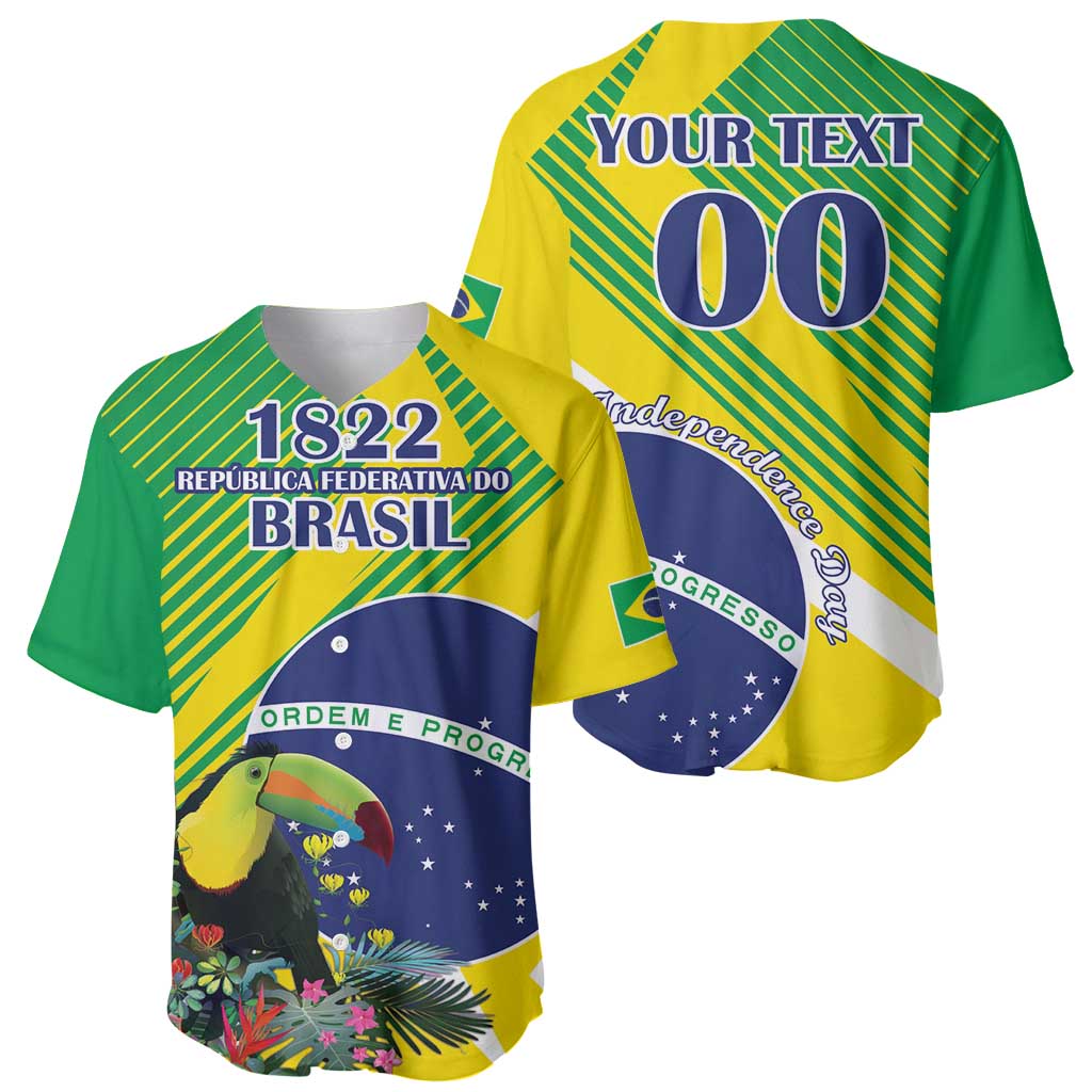 Custom Brazil Independence Day Baseball Jersey Toco Toucan Ordem e Progresso - Wonder Print Shop