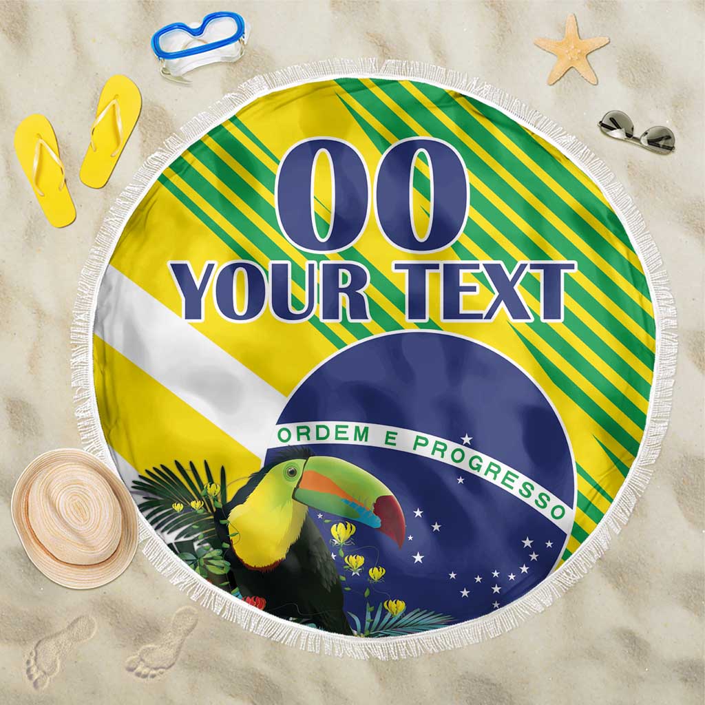 Custom Brazil Independence Day Beach Blanket Toco Toucan Ordem e Progresso - Wonder Print Shop