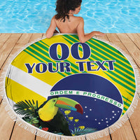 Custom Brazil Independence Day Beach Blanket Toco Toucan Ordem e Progresso - Wonder Print Shop