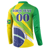 Custom Brazil Independence Day Button Sweatshirt Toco Toucan Ordem e Progresso - Wonder Print Shop