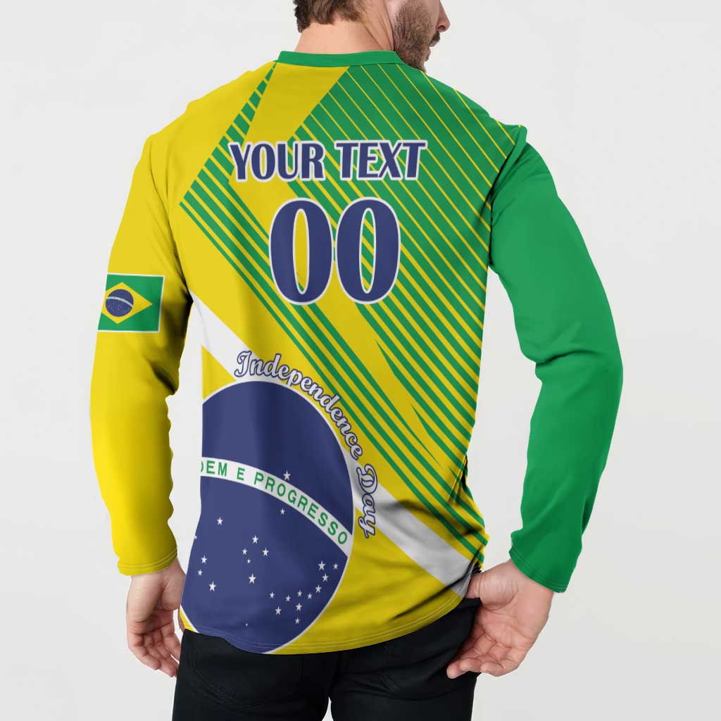 Custom Brazil Independence Day Button Sweatshirt Toco Toucan Ordem e Progresso - Wonder Print Shop