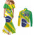 Custom Brazil Independence Day Couples Matching Mermaid Dress and Long Sleeve Button Shirt Toco Toucan Ordem e Progresso