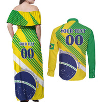 Custom Brazil Independence Day Couples Matching Off Shoulder Maxi Dress and Long Sleeve Button Shirt Toco Toucan Ordem e Progresso - Wonder Print Shop