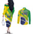 Custom Brazil Independence Day Couples Matching Off The Shoulder Long Sleeve Dress and Long Sleeve Button Shirt Toco Toucan Ordem e Progresso