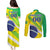 Custom Brazil Independence Day Couples Matching Puletasi and Long Sleeve Button Shirt Toco Toucan Ordem e Progresso - Wonder Print Shop