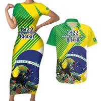 Custom Brazil Independence Day Couples Matching Short Sleeve Bodycon Dress and Hawaiian Shirt Toco Toucan Ordem e Progresso - Wonder Print Shop