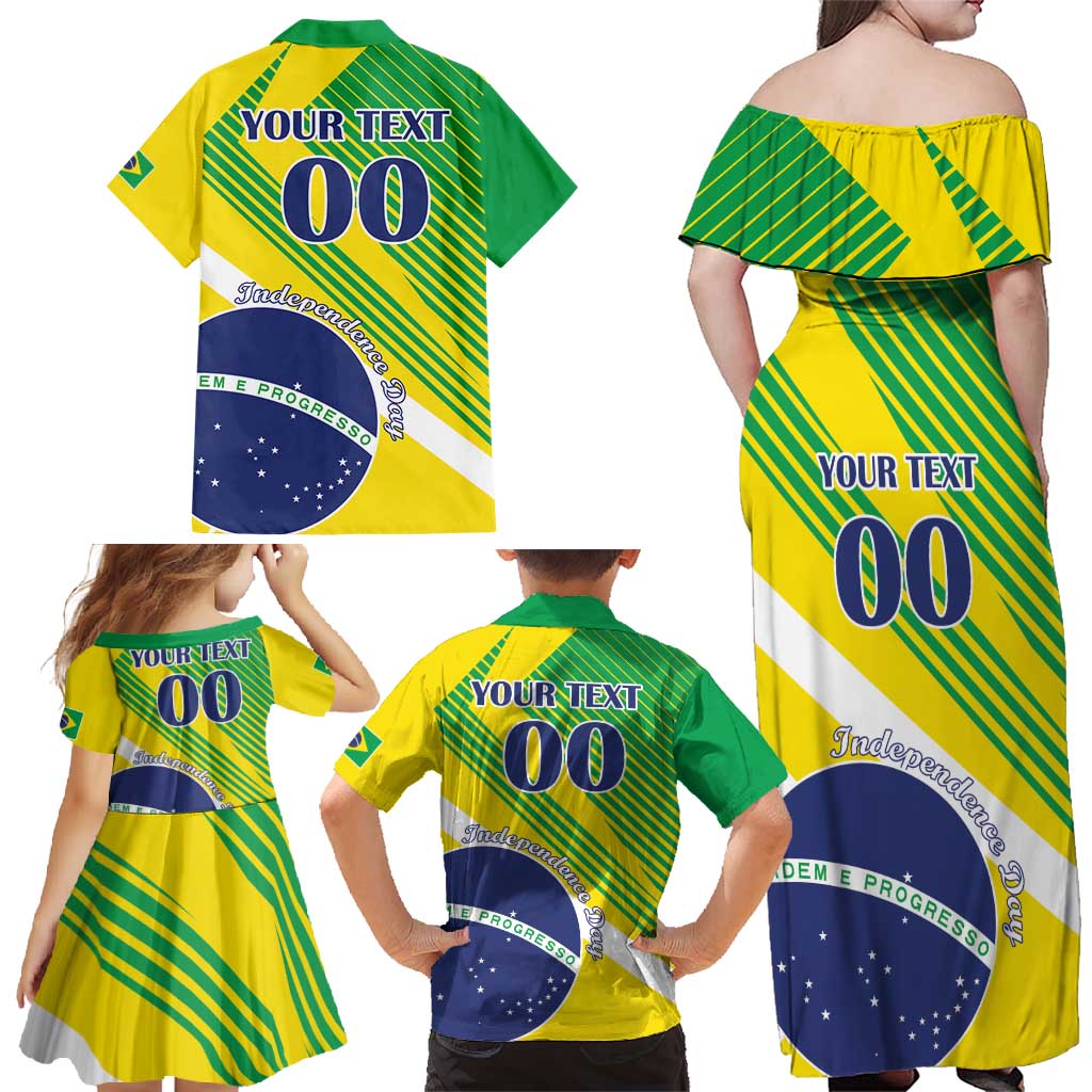 Custom Brazil Independence Day Family Matching Off Shoulder Maxi Dress and Hawaiian Shirt Toco Toucan Ordem e Progresso - Wonder Print Shop