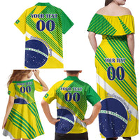 Custom Brazil Independence Day Family Matching Off Shoulder Maxi Dress and Hawaiian Shirt Toco Toucan Ordem e Progresso - Wonder Print Shop
