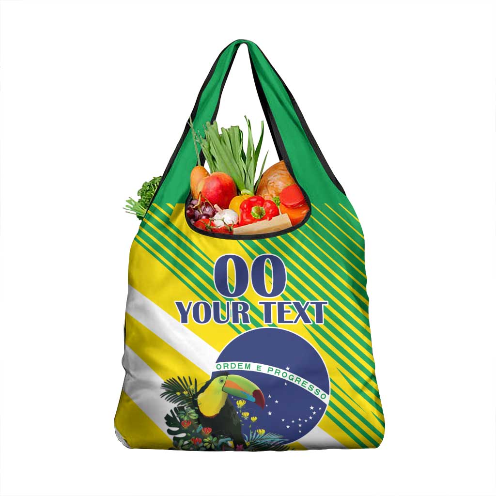 Custom Brazil Independence Day Grocery Bag Toco Toucan Ordem e Progresso