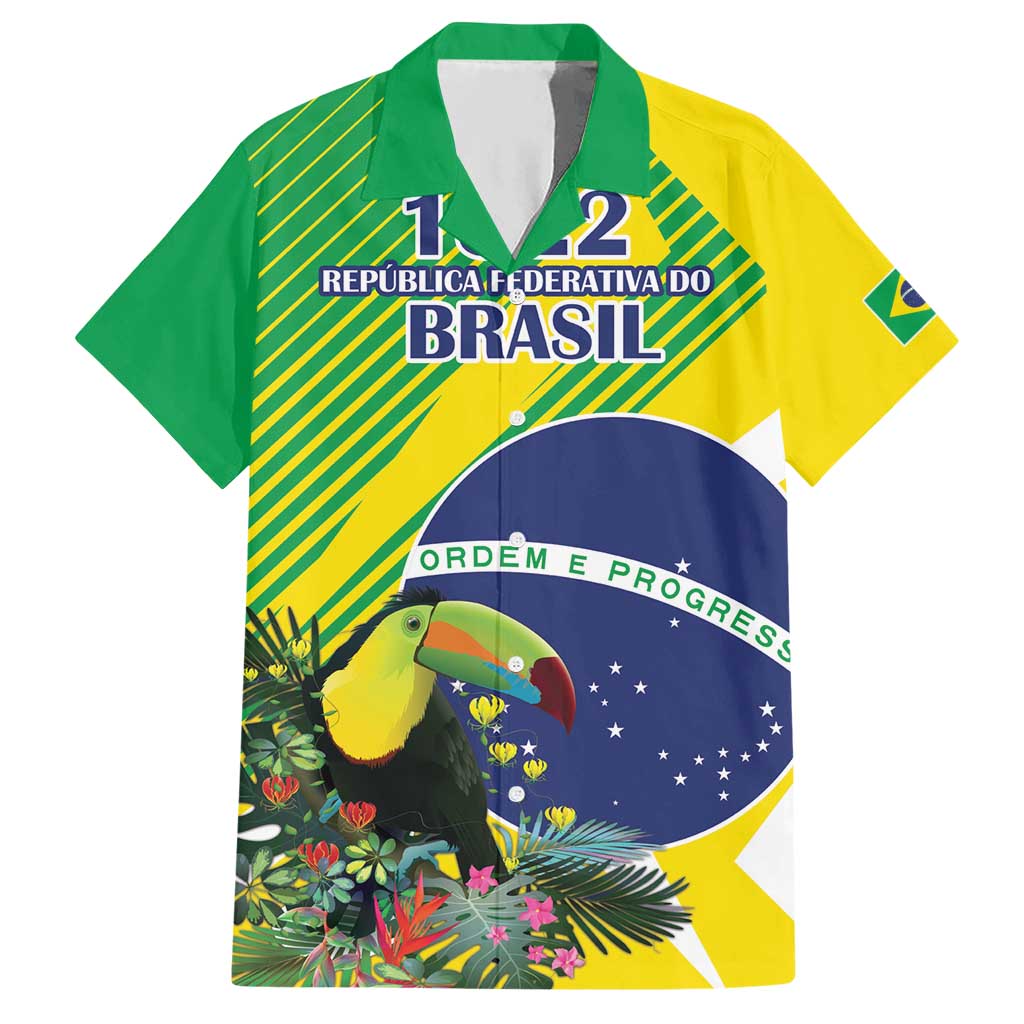 Custom Brazil Independence Day Hawaiian Shirt Toco Toucan Ordem e Progresso - Wonder Print Shop