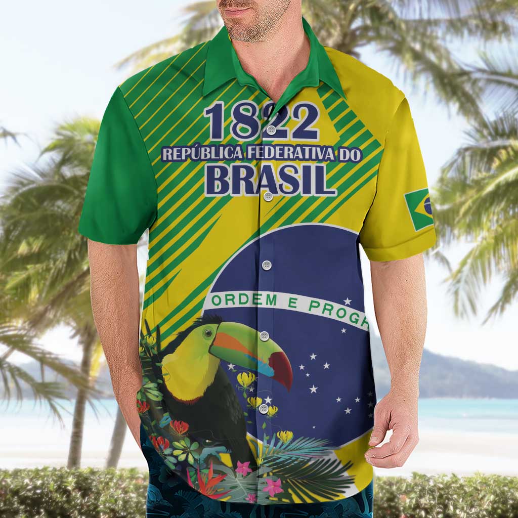 Custom Brazil Independence Day Hawaiian Shirt Toco Toucan Ordem e Progresso - Wonder Print Shop