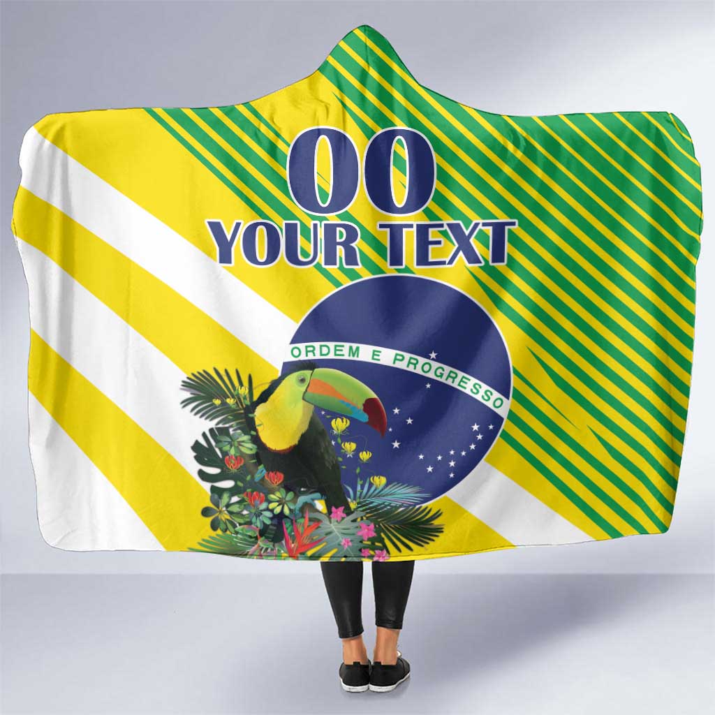 Custom Brazil Independence Day Hooded Blanket Toco Toucan Ordem e Progresso