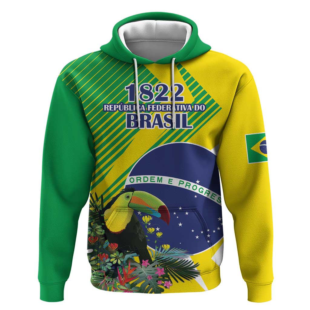 Custom Brazil Independence Day Hoodie Toco Toucan Ordem e Progresso - Wonder Print Shop