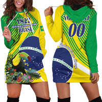 Custom Brazil Independence Day Hoodie Dress Toco Toucan Ordem e Progresso - Wonder Print Shop