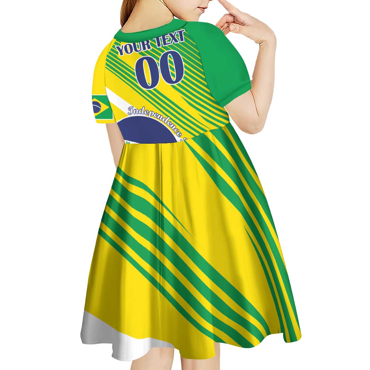 Custom Brazil Independence Day Kid Short Sleeve Dress Toco Toucan Ordem e Progresso - Wonder Print Shop