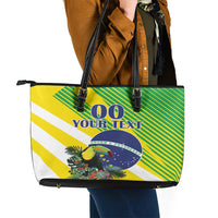 Custom Brazil Independence Day Leather Tote Bag Toco Toucan Ordem e Progresso - Wonder Print Shop
