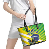 Custom Brazil Independence Day Leather Tote Bag Toco Toucan Ordem e Progresso - Wonder Print Shop
