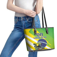 Custom Brazil Independence Day Leather Tote Bag Toco Toucan Ordem e Progresso - Wonder Print Shop