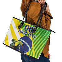 Custom Brazil Independence Day Leather Tote Bag Toco Toucan Ordem e Progresso - Wonder Print Shop