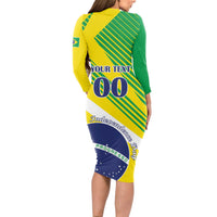 Custom Brazil Independence Day Long Sleeve Bodycon Dress Toco Toucan Ordem e Progresso - Wonder Print Shop