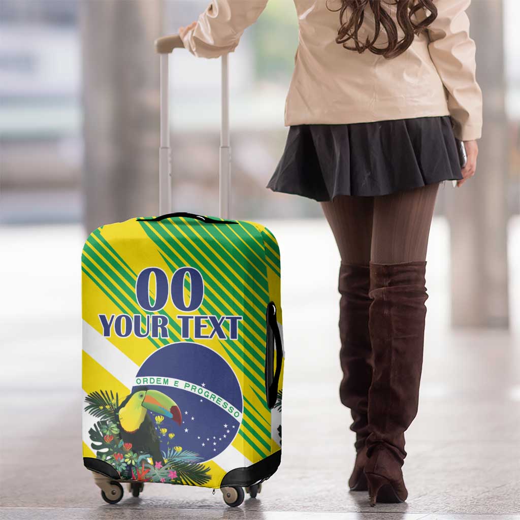 Custom Brazil Independence Day Luggage Cover Toco Toucan Ordem e Progresso - Wonder Print Shop