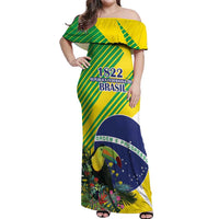 Custom Brazil Independence Day Off Shoulder Maxi Dress Toco Toucan Ordem e Progresso - Wonder Print Shop